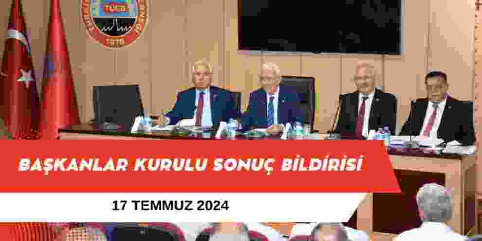 TÜED Başkanlar Kurulu sonuç bildirisini açıkladı