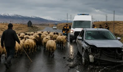 Kars’ta koyun sürüsü kazaya davetiye çıkardı: 3 yaralı